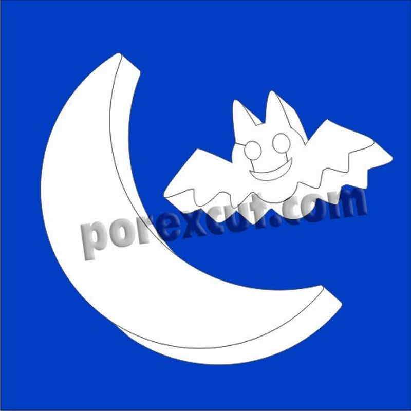 Luna y murciélago  porexpan halloween corcho blanco porex poliespan