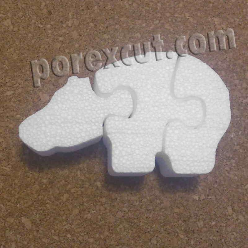 Hipopótamo puzzle de porexpan poliespan corcho blanco porex porexcut