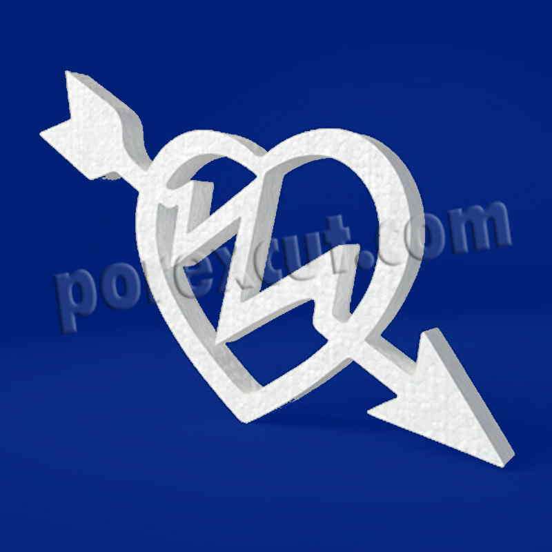 Corazón flecha de porexpan poliespan corcho blanco poliestireno expandido