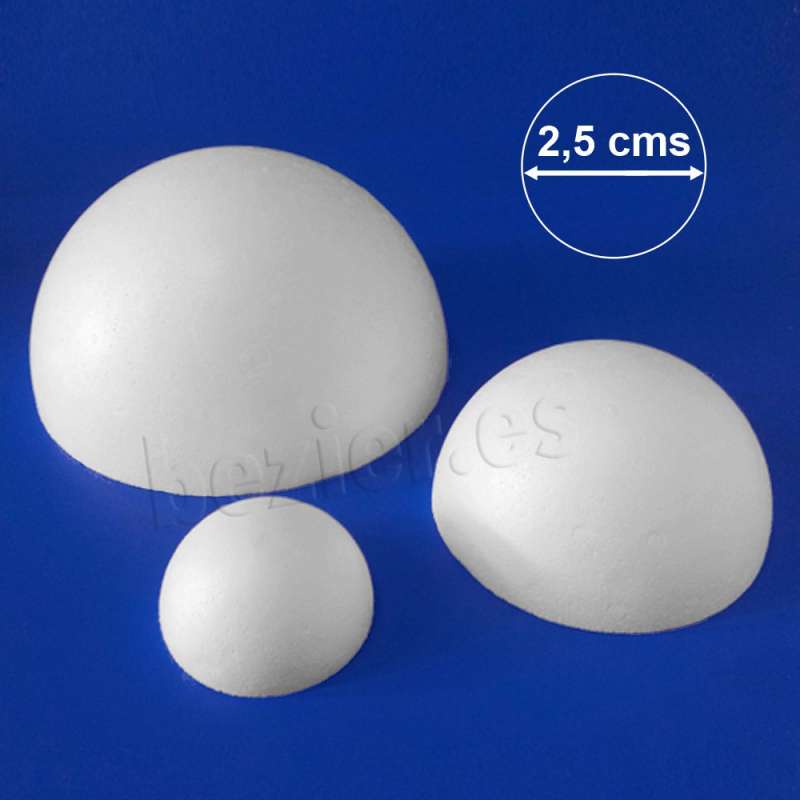 Media bola  2,5 cms porexpan, porex, poliespan, poliestireno expandido, corcho blanco, polispan, airpop